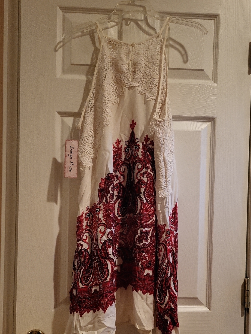 Indigo Rose Embroidery Lace Dress with Paisley Print Dress - Picture 4 of 6